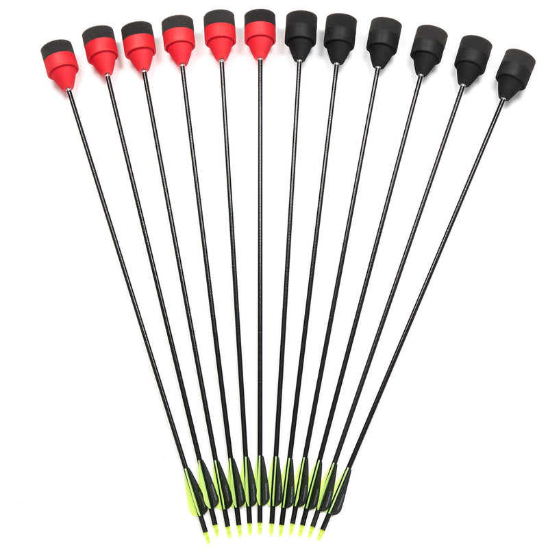 12x 31" Fletched Fiberglass Arrows 12x Red/Black Sponge Foam Arrowheads  Archery Arrows For Recreation Game