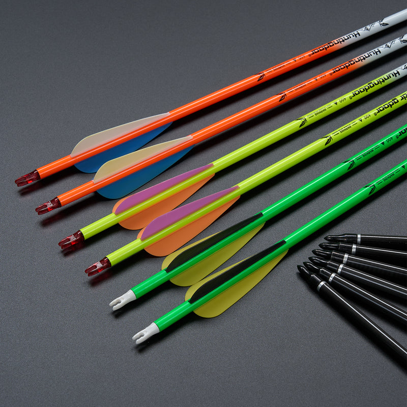 12x 32" OD 7.6mm ID 6.2mm Spine 400 Colorful Shaft Mixed Carbon Archery Arrows