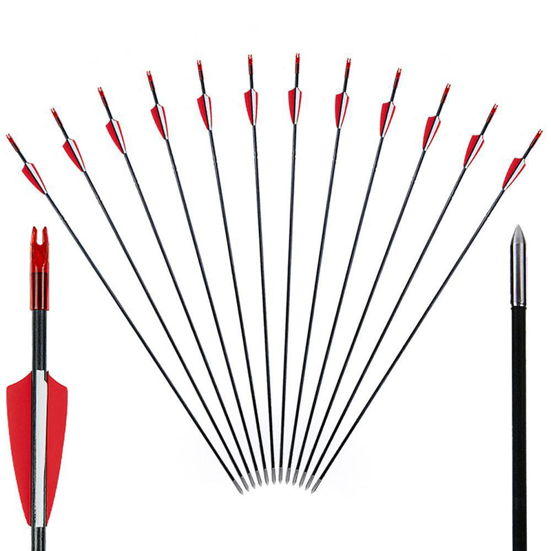 31" Skinny Slim OD 6mm Spine 1000 3" Shield Plastic Vanes Fiberglass Archery Arrows Fixed Tips for Compound Bows