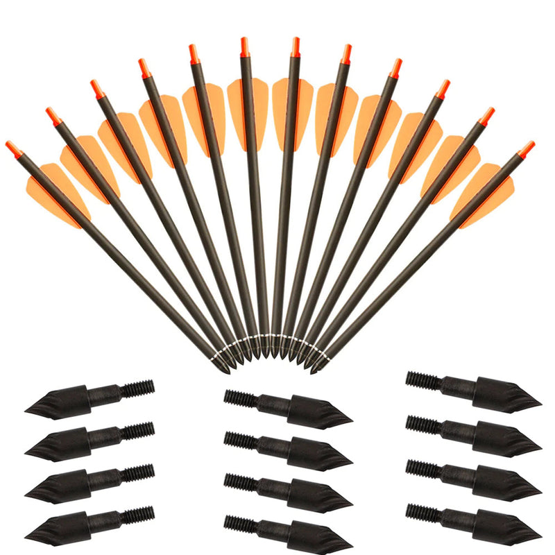 12x 7.5" 2-vane Carbon Crossbow Bolts Archery Arrows with 12x Carbon Steel Spiral Arrowheads For Hunting Practice AWCTNJ02_AHZTZ01BL