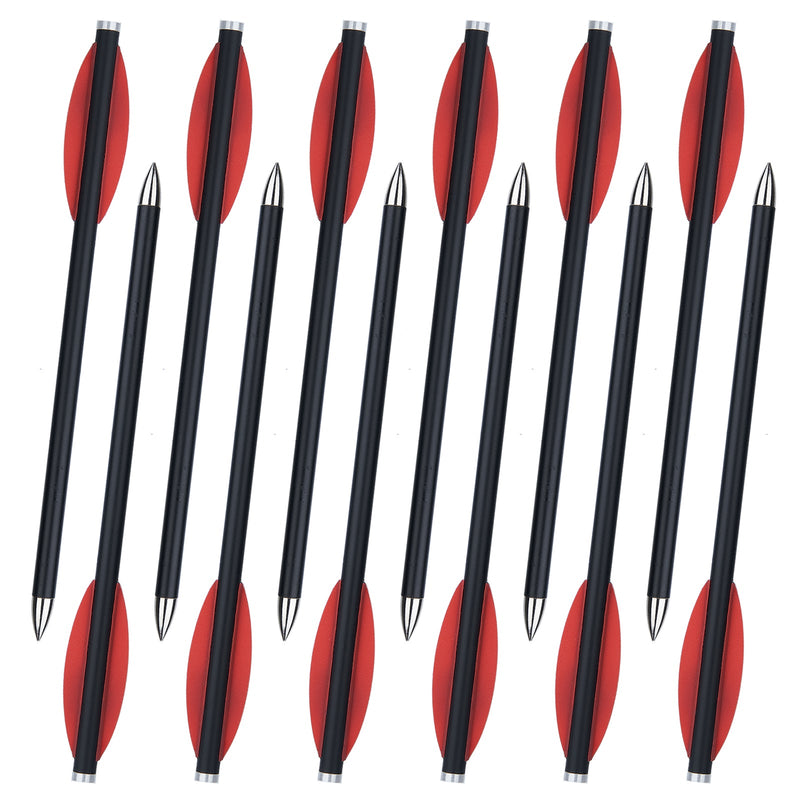 12x 6.5" Carbon Crossbow Bolts 50-80lbs Pistol Archery Shooting Hunting Steel Tips Red Vaned