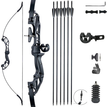 TopArchery Flying Eagle Recurve Bow 6x Arrows Black Takedown Archery Hunting Target Practice 20-55lbs