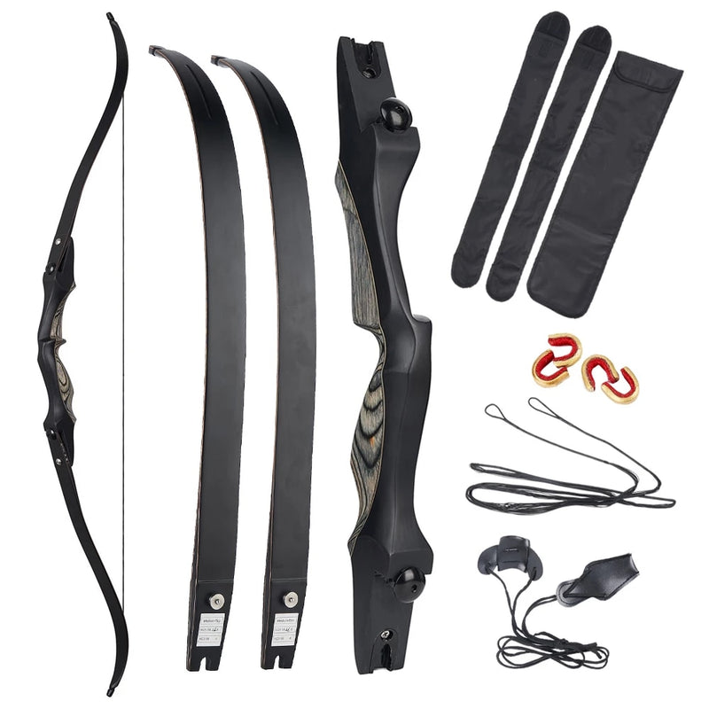 62" TopArchery ILF Wood Laminated Takedown Recurve Archery Bow Hunting 30-50lbs