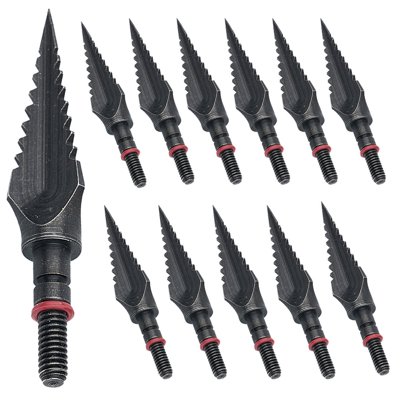 12x 125-grain Sawtooth Screw-in Broadheads Arrowheads Black Carbon Steel